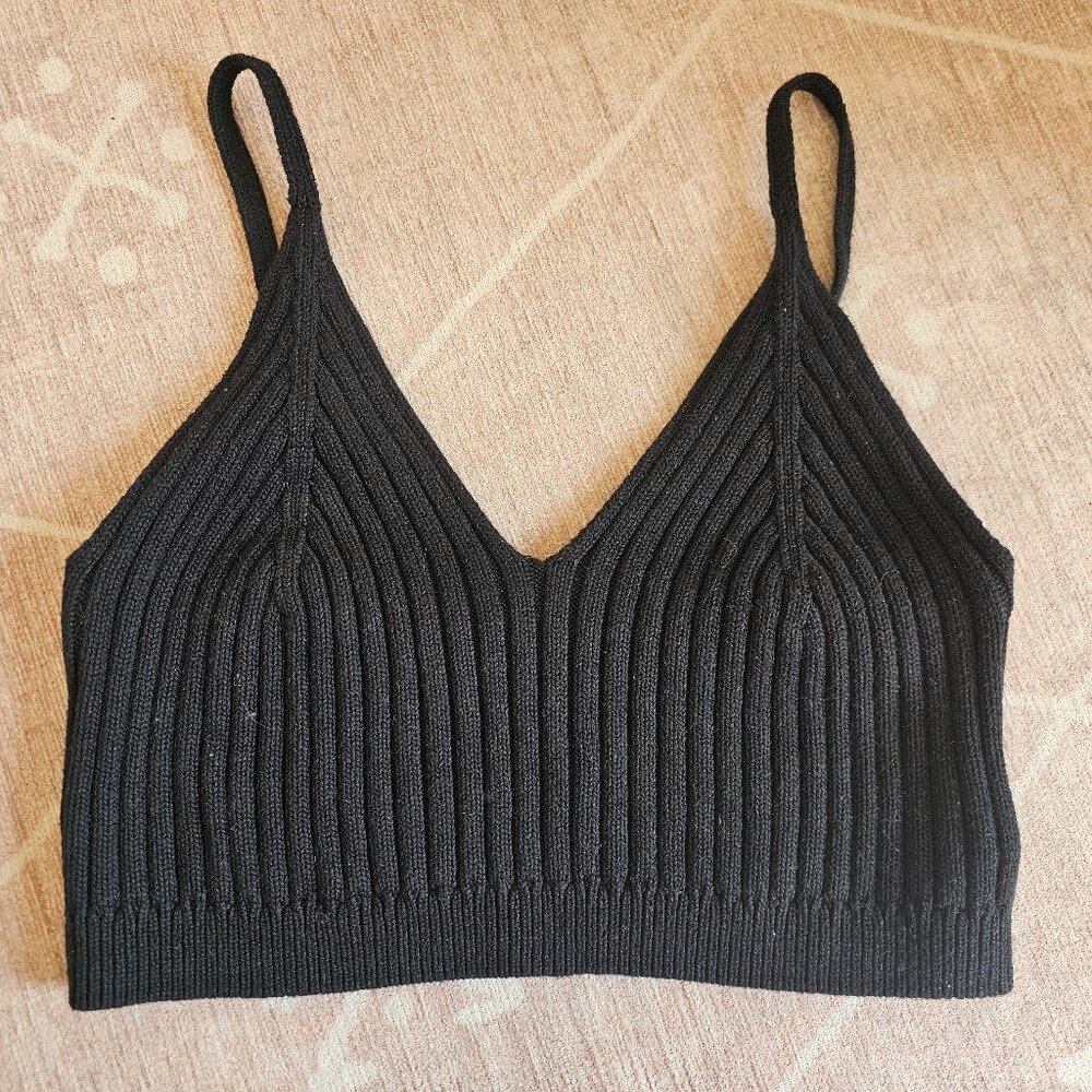 Black Free People Knit Crop Bra Top